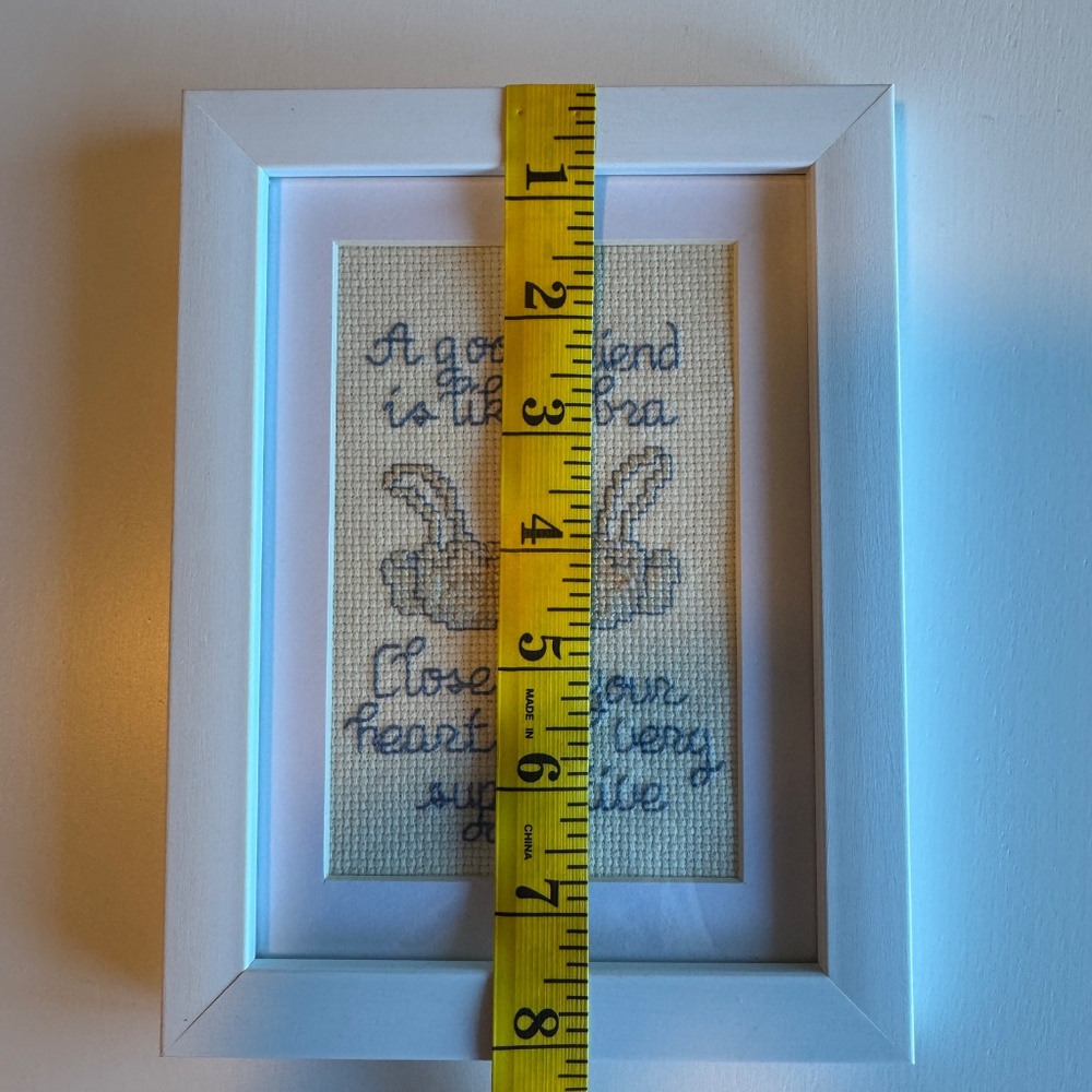 Framed Needlepoint Art Cottagecore Humour - A Good Friend Is Like a Bra - Picture 7 of 7